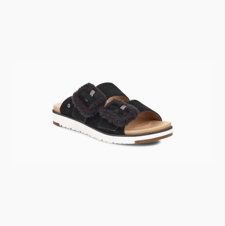 UGG Fluff Indio Black Sandals for Women (FATY37810)